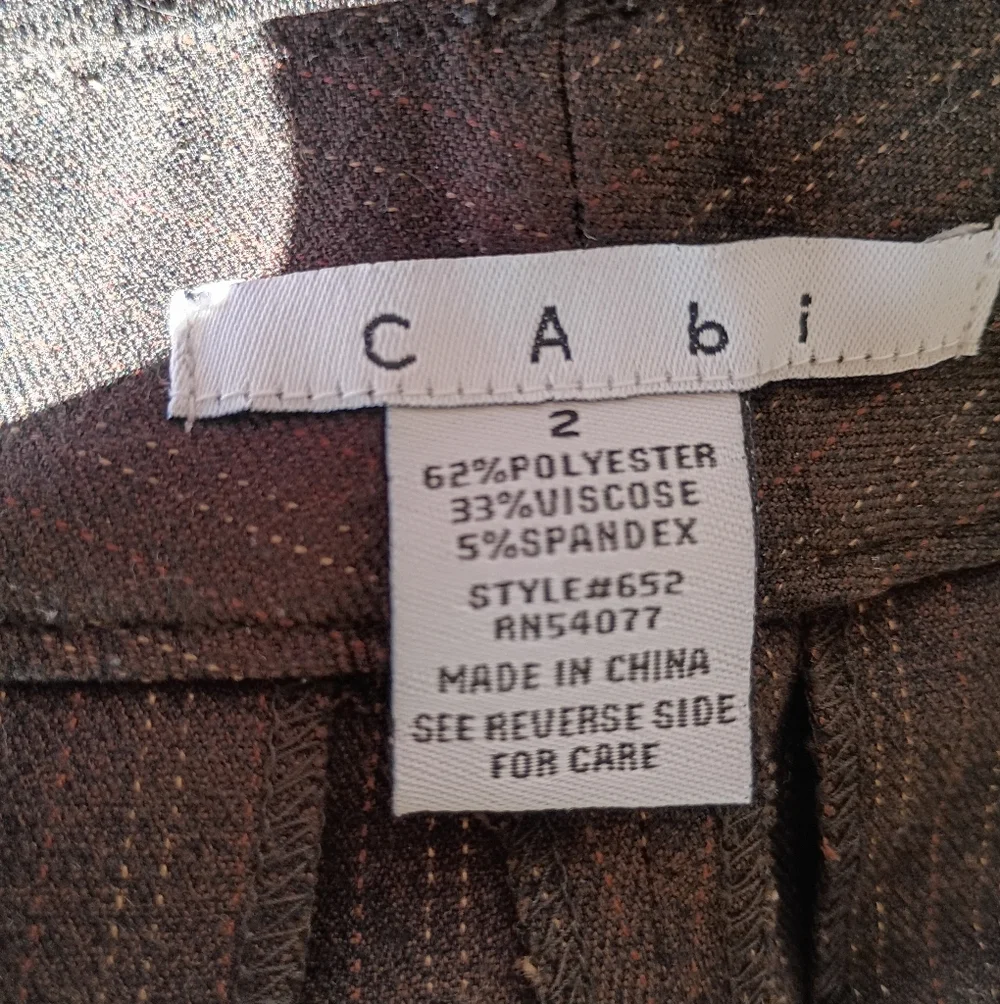 CAbi Women's Size 2 Brown Pinstripe Wide Leg Career Dress Pants‎